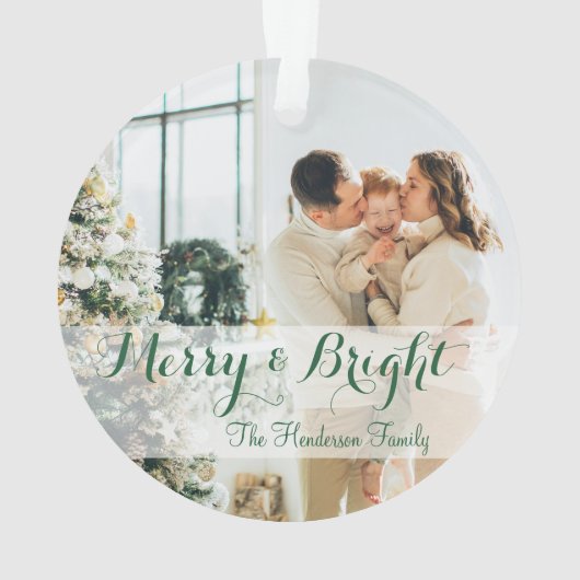 Green Simple Foto Ornament (Rückseite)