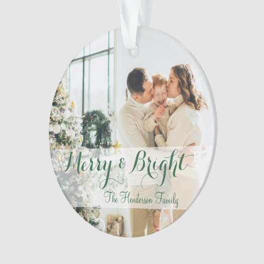 Green Simple Foto Ornament (Vorderseite)