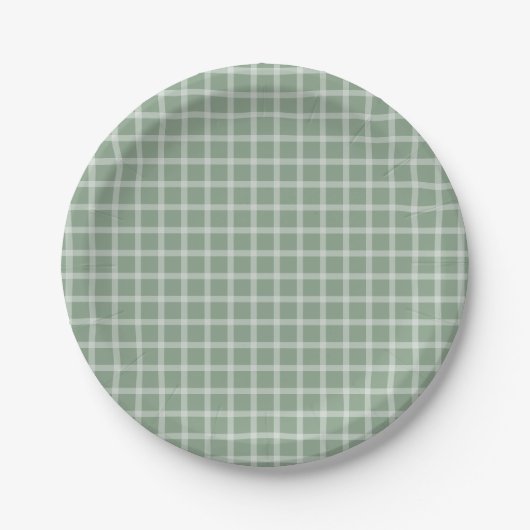 Green Simple Gingham Gender Neutral Baby Shower Pappteller (Vorderseite)