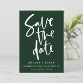 Green Simple Handwriting Calligraphy Save the Date (Stehend Vorderseite)
