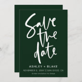 Green Simple Handwriting Calligraphy Save the Date (Vorne/Hinten)