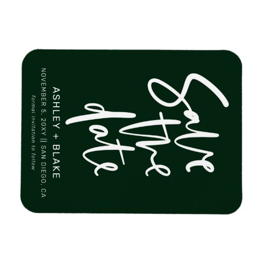 Green Simple Handwriting Calligraphy Save the Date Magnet (Horizontal)