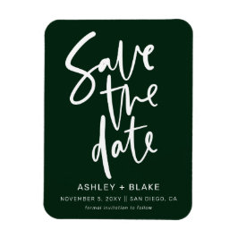 Green Simple Handwriting Calligraphy Save the Date Magnet