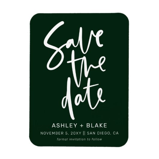 Green Simple Handwriting Calligraphy Save the Date Magnet (Vertikal)