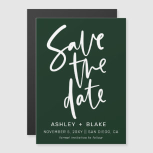Green Simple Handwriting Calligraphy Save the Date Magneteinladung