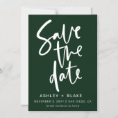 Green Simple Handwriting Calligraphy Save the Date Magneteinladung (Vorderseite)