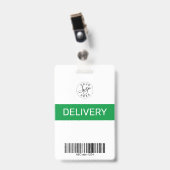 Green Simple Minimalistisch Delivery Pass ID-Abzei Ausweis (Vorderseite mit Clip)