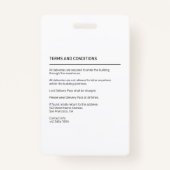 Green Simple Minimalistisch Delivery Pass ID-Abzei Ausweis (Rückseite)