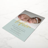 Green Simple Modern Calligraphy Baptisc Foto Folieneinladung (Gedreht)