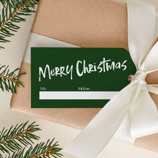 Green Simple Modern Lettering Frohe Weihnachten Geschenkanhänger