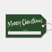 Green Simple Modern Lettering Frohe Weihnachten Geschenkanhänger (Vorderseite (Horizontal))