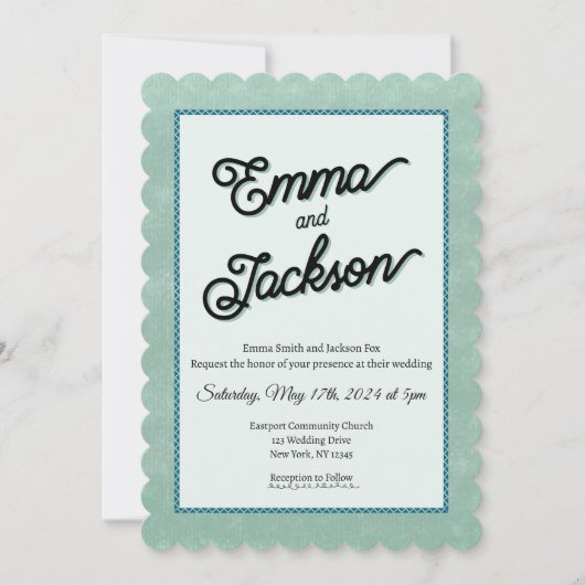 Green, Simple, Modern Wedding Invitation Einladung (Vorderseite)