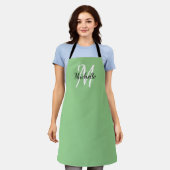 Green Simple Monogram Classic Trendy Schürze (Getragen)