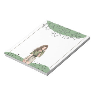 Green Simple Niedlich Anime Boho Notepad Notizblock