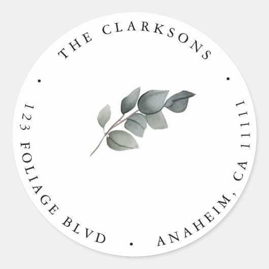 Green Simple Round Return Address Label Runder Aufkleber (Vorderseite)