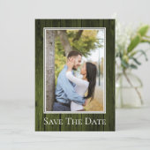 Green Simple Rustic Foto Save the Date (Stehend Vorderseite)