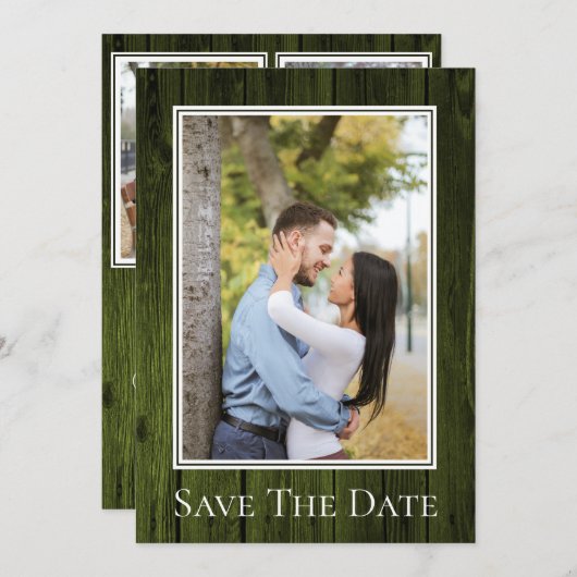 Green Simple Rustic Foto Save the Date (Vorne/Hinten)