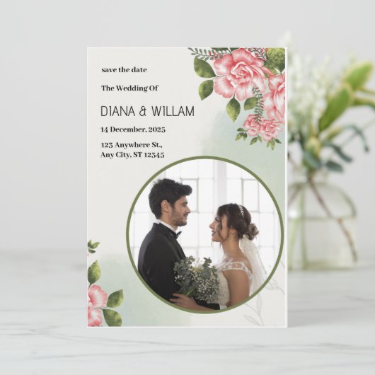 Green Simple Save the Date Einladung (Stehend Vorderseite)