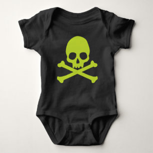 Green Simple Skull und Crossbones Baby Strampler
