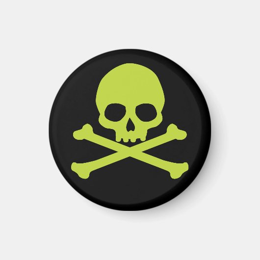 Green Simple Skull und Crossbones Magnet (Vorne)