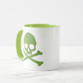 Green Simple Skull und Crossbones Tasse (Vorderseite Links)