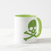 Green Simple Skull und Crossbones Tasse (VorderseiteRechts)