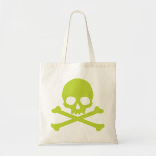 Green Simple Skull und Crossbones Tragetasche