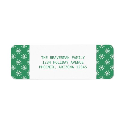 Green Simple Snowflake Holiday Address Labels (Vorne)