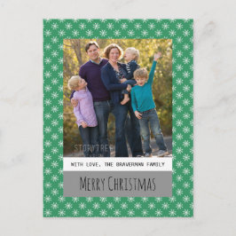 Green Simple Snowflake Holiday Foto Postcard Feiertagspostkarte