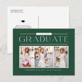 Green Simple Typografy Foto Collage Abschluss Postkarte (Vorne/Hinten)
