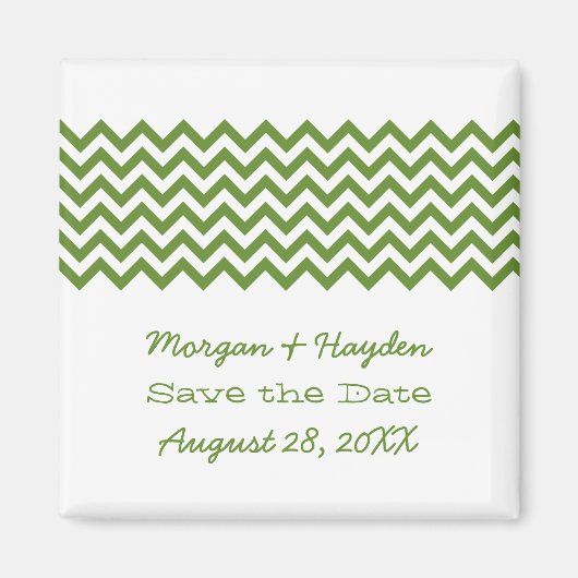 Green Simple Zickzack Save the Date Magnet (Vorne)