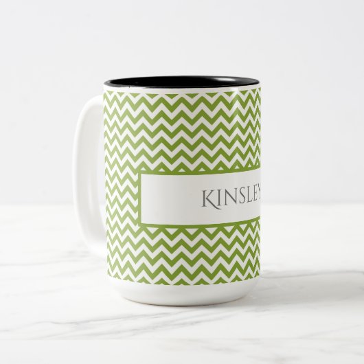 Green Simple Zickzack Two-Tone-Kaffee-Tasse Zweifarbige Tasse (Vorderseite Links)