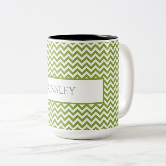 Green Simple Zickzack Two-Tone-Kaffee-Tasse Zweifarbige Tasse (VorderseiteRechts)