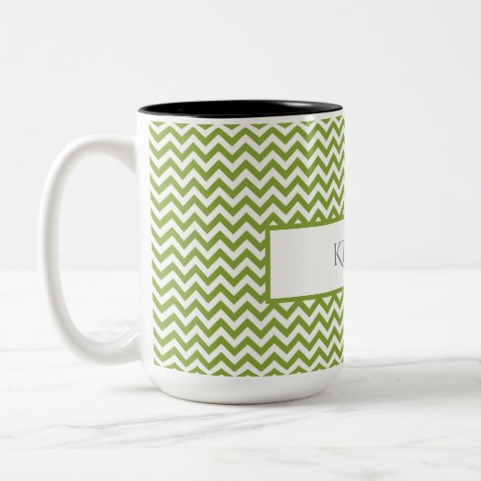 Green Simple Zickzack Two-Tone-Kaffee-Tasse Zweifarbige Tasse (Links)