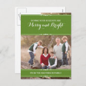 Green Simply Chic Holiday Foto Postkarte (Vorne/Hinten)