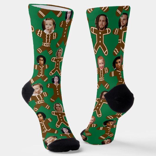 Green Six Face Gingerbrot People Holiday Socken (Gewinkelt)