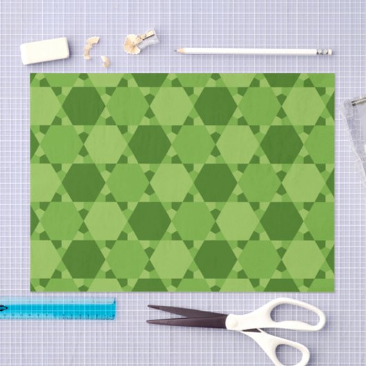 Green Six Point optische Illusion Muster Seidenpapier (Handwerk)