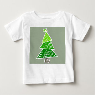 Green Sketchy Christmas Tree Säugling T - Shirt