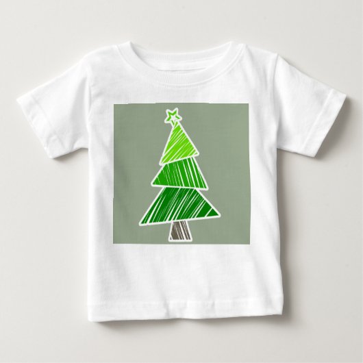 Green Sketchy Christmas Tree Säugling T - Shirt (Vorderseite)