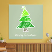 Green Sketchy Weihnachtsbaum Wrapped Canvas Leinwanddruck (Insitu (Wohnzimmer))