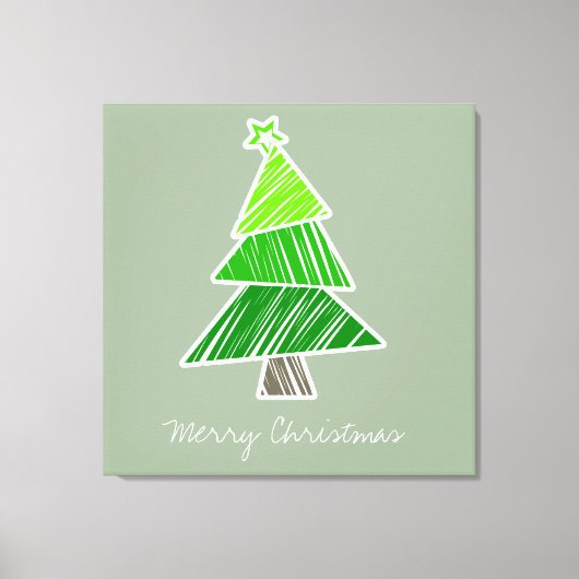 Green Sketchy Weihnachtsbaum Wrapped Canvas Leinwanddruck (Vorderseite)