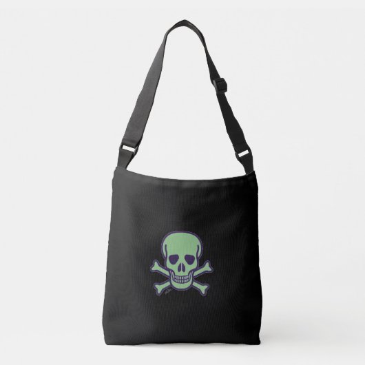 Green Skull Black Crosbag Tragetaschen Mit Langen Trägern (Vorderseite)