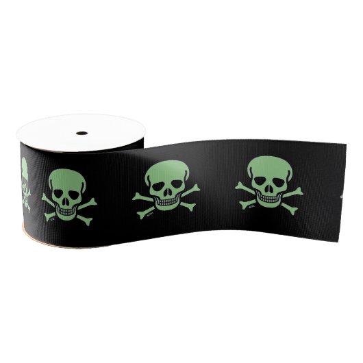 Green Skull Black Ribon spool Ripsband (Spule)