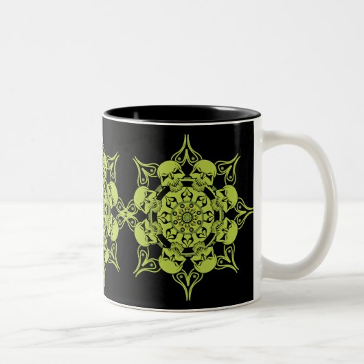 Green Skull Circle Zweifarbige Tasse (Rechts)