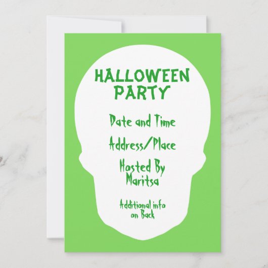 Green Skull Minimal Einladung (Vorderseite)