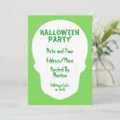 Green Skull Minimal Einladung (Stehend Vorderseite)