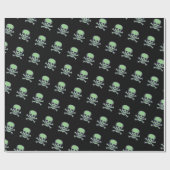 Green Skull schwarz glänzende Packpapier (Flach)