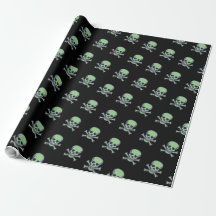 Green Skull schwarz glänzende Packpapier