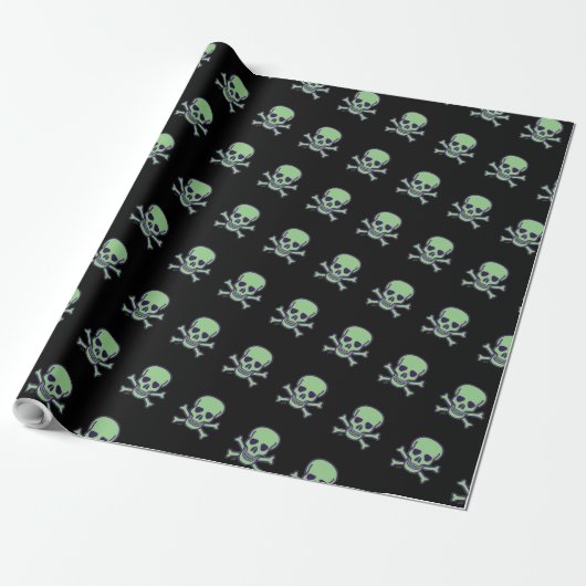 Green Skull schwarz glänzende Packpapier (Ungerollt)
