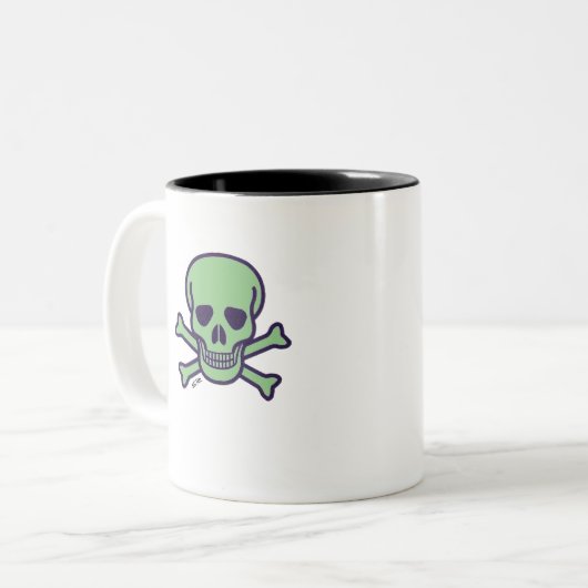Green Skull Schwarz zwei Töne Tasse (Vorderseite Links)